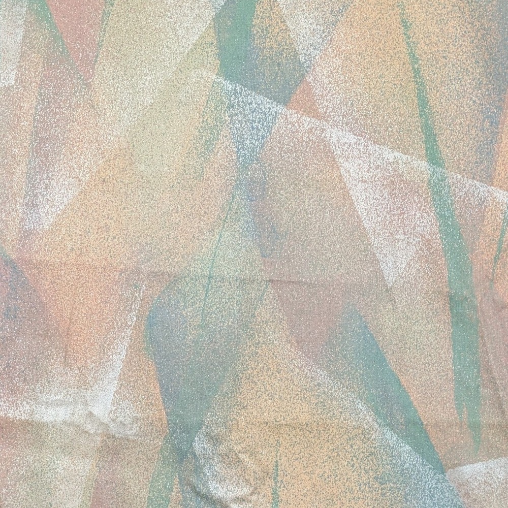 Vintage 54" Wide Upholstery Fabric Pink‎ Teal Brush Abstract 1988 w/ Scotchguard